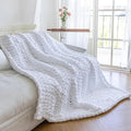 Chunky Knit Blanket - Luxury Soft Cozy 40 * 50 Throw Blanket,100% Woven Blanket Rope Knot Throw Blanket for Couch, Sofa, Home Decor, Gift - Machine Washable(White)-Ruum Studio Home