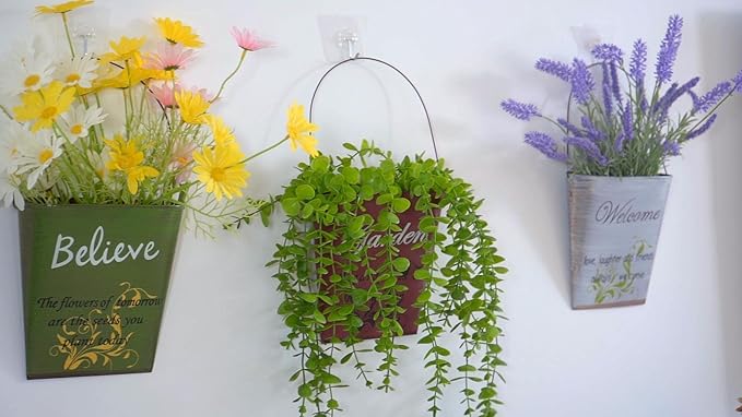 GDYOOSHOW 3Pcs 7.4" Tall Galvanized Metal Hanging Planter Rustic Wall Flower Bucket Echelon Wall Pot for Garden Balcony Indoor or Outdoor-Ruum Studio Home