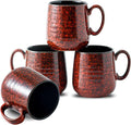 Hasense Ceramic Coffee Mugs Set of 4, 8 oz Small Coffee Cups, Porcelain Mug with Handle for Espresso, Tea, Milk and Cocoa, Ideal for Mother's Day Christmas Gift, Dishwasher & Microwave Safe, Red-Ruum Studio Home