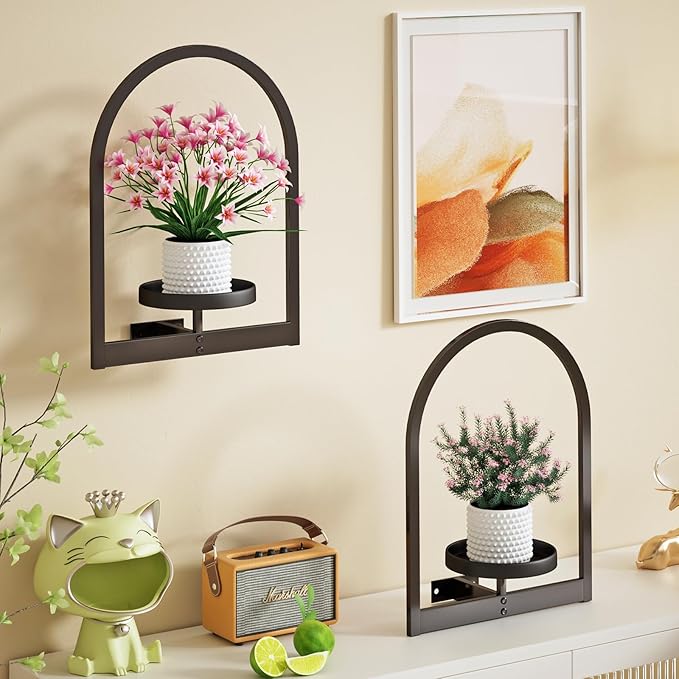 Wall Plant Holder, Wall Planter for Indoor Plants, Window Plant shelves for Multiple Plants Indoor Outdoor, Framed Plant Holder for Home Decor (3 Pack)-Ruum Studio Home