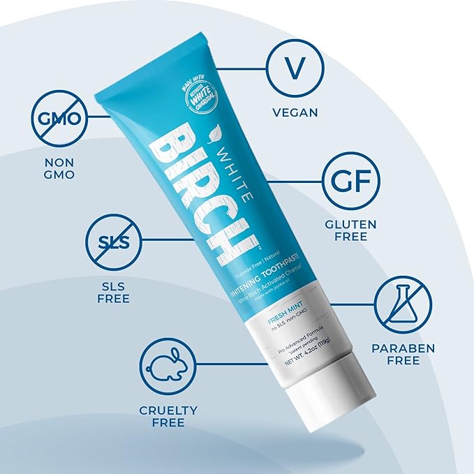 White Birch Activated Charcoal Toothpaste - Professional Teeth Whitening - Natural, No Fluoride Oral Care-Ruum Studio Home