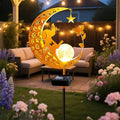 YJFWAL Garden Solar Dog Lights Pathway Stake Lights Glass Globe with Moon Dog Decor, Gifts for Mom Grandma Friends, Outdoor Decor Light Waterproof for Walkway, Yard, Patio or Garden (Warm White)-Ruum Studio Home