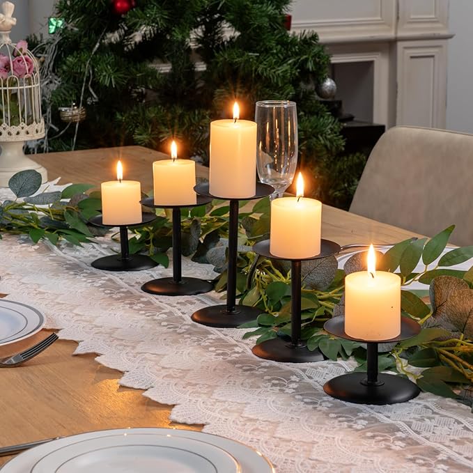 Homemory Holloween Candle Holders for Pillar Candles Set of 5 (Black)-Ruum Studio Home