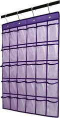 Classroom Pocket Chart for Phone Calculator Holder Over The Door Hanging Closet Jewelry Organizer with 30 Clear Pockets (Purple)-Ruum Studio Home