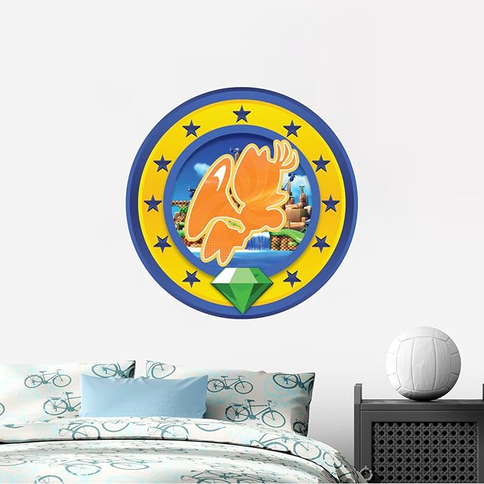 Speed Hero Wall Decal – Removable Vinyl Wall Art with Chaos Emerald Design – Gaming Room, Bedroom & Playroom Decor (Flying Hero)-Ruum Studio Home