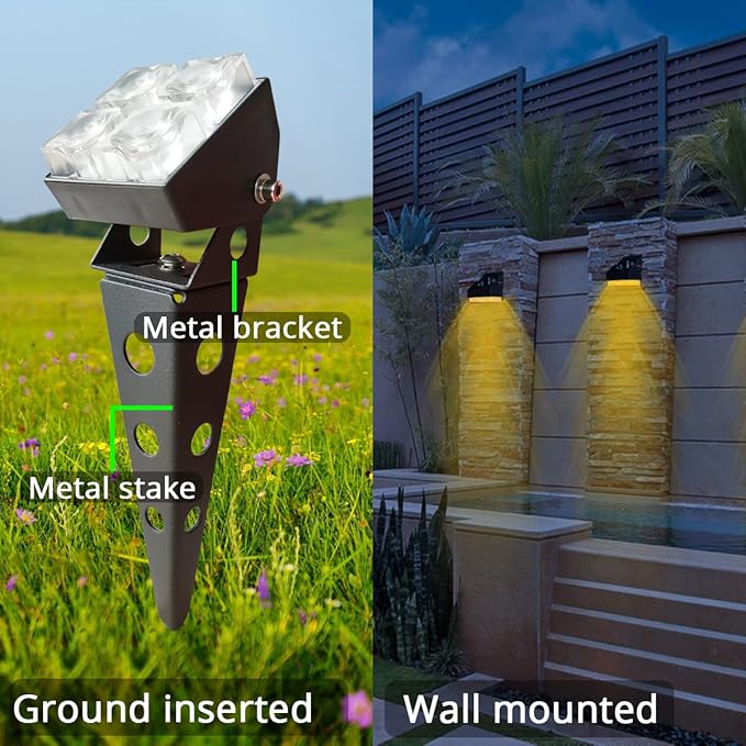 Solar Spotlights Outdoor Waterproof IP65 Landscape Spot Lights with Metal Stake 42ft Cable 3-in-1 Warm White Auto On/Off Dusk to Dawn Flag Pole Uplights for Fence Pathway Trees Garden Yard-Ruum Studio Home
