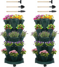 Vertical Planter 5 Tier Stackable Planters Garden Planters Strawberry Herb Flower and Vegetable Planter Indoor Outdoor Gardening Pots with Removable Wheels and Tools 2-Pack-Ruum Studio Home