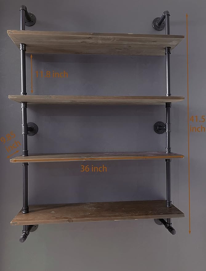 ROGMARS Floating Shelves for Wall,Solid Wood Shelves Industrial Pipe Shelving 36inch for Wall Decor,Kitchen,Living Room-Ruum Studio Home