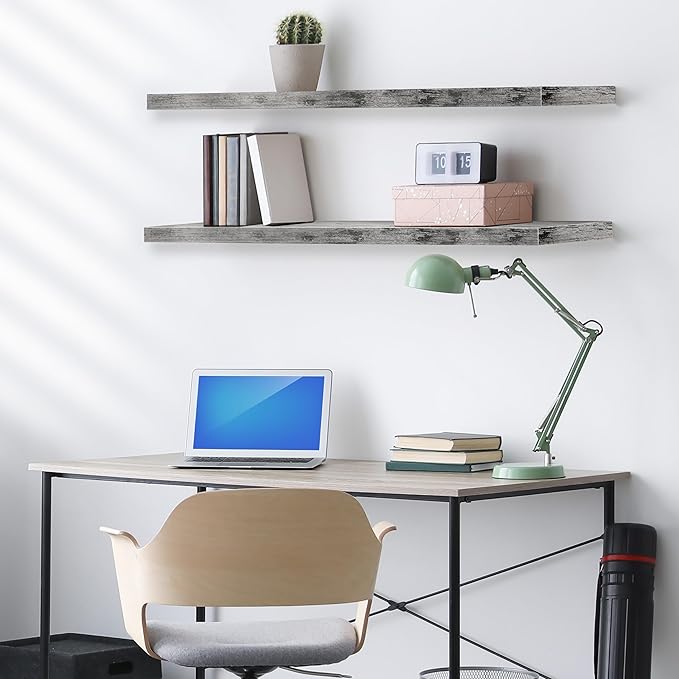 Sorbus Floating Shelves for Wall - 48 Inch Long Bathroom Shelves, Wall Decor for Bedroom, Kitchen, Living Room & Book Storage - Mounted Floating Shelf with Invisible Brackets (Gray, 3 Pack)-Ruum Studio Home