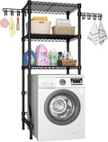Ulif U8 Mini Laundry Room Storage Organizer, Over the Washer and Dryer Storage Shelves for Laundry Organization, 29.5”W x 17.3”D x 76.2”H, Suit Washing Machine Width within 27.1”, Hold 304 lb, Black-Ruum Studio Home
