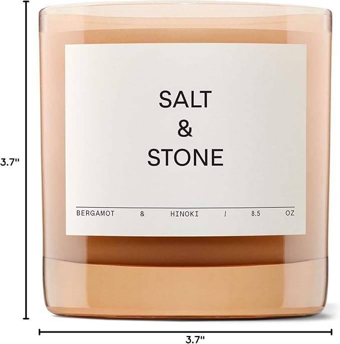 SALT & STONE Scented Candle for Women & Men | Hand-Poured, Aromatic & Fragrant | Coconut & Soy Blend Wax | 100% Cotton Wick | Long-Lasting 50 Hour Burn Time (8.5 oz) (Bergamot & Hinoki)-Ruum Studio Home