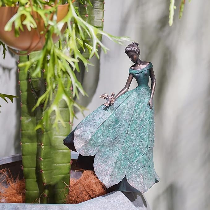 Guichifun Fairy Statue Collection Home Decoration - Leaf Angel Girls Resin Home Garden Decor for Outside or Inside Rustic Fairy Garden Outdoor Yard Figurines Gifts for Women 8.5 x 5.25 x 12 Inch-Ruum Studio Home