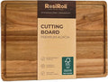 Acacia Wood Cutting Board for Kitchen - 1 inch Thick FSC Certified Wood Charcuterie Cheese Board with Side Handles and Juice Grooves, Wooden Chopping Block for Meat and Veggies, 17x12 inch-Ruum Studio Home