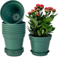 homenote Plant Pots,7.5 Inch Flower Pots for Plants Plastic Planters for Indoor with Multiple Drainage Holes and Trays, for All Home Garden Flowers Succulents,Outdoor(Green,8 Pack)-Ruum Studio Home