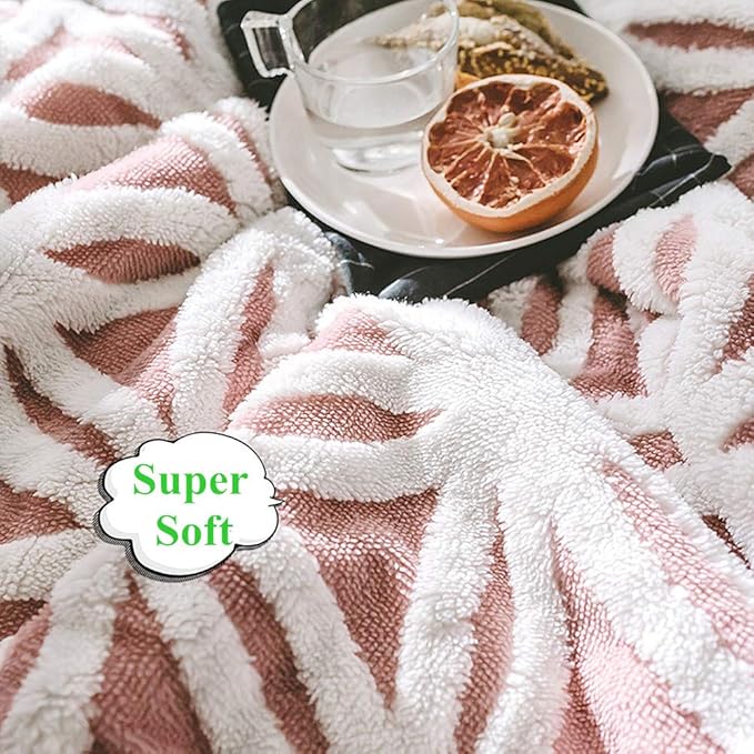 UKELER Luxury Soft Sherpa Throw Blanket Comfort Fuzzy Soft Sherpa Fleece Blanket for Bed/Couch/Sofa/Office/Camping, 60'' x 50'', Pink-Ruum Studio Home