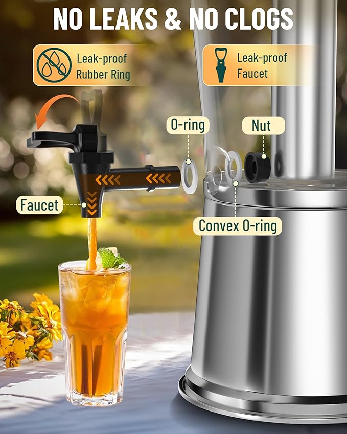 WantJoin Beverage Dispenser With Stand, Drink Dispenser for Party, Stainless Steel Water Dispenser with Ice Core, Spigot, Drink Jar Jug For Home Parties Lemonade, Clear Acrylic, 2-GALLONS 8 Liters-Ruum Studio Home