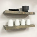 PJ DECOR URBANDI, Rustic Floating Shelves, Set of 2, Hidden Bracket, Solid Wood, Heavy Duty, Wall Mounted Shelves, (Grey, 24Wx6D)-Ruum Studio Home