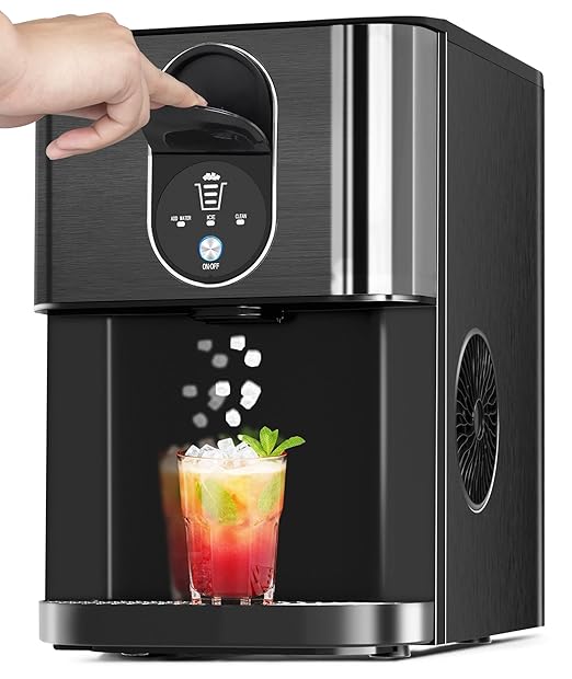 Nugget Ice Maker Countertop, 44lbs/24H Soft Chewable Pellet Ice Maker Machine Dispenser with Water Reservoir, Self-Cleaning, Pebble Ice Machine for Home Kitchen, Office, Black Stainless-Ruum Studio Home