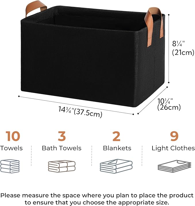 GRANNY SAYS Storage Baskets for Shelves, Closet Organizer Bins, Clothes Storage Bins with Metal Frame, Large Baskets for Organizing and Storage, Collapsible, Black, 2-Pack-Ruum Studio Home