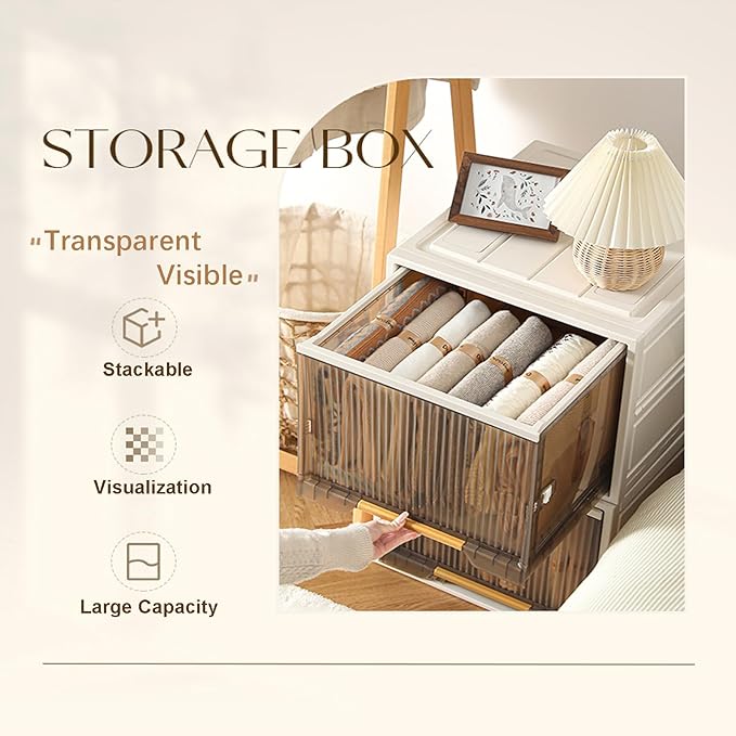 Plastic Storage Bins with Lids, Clothes Folding Storage Box and Closet Organizers and Containers for Home, Closet Stackable Storage for Home, Office, Dorm-Ruum Studio Home