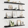 Picture Ledge Shelf for Wall, Floating Shelves Set of 4, 36 Inch Long Nursery Book Shelves for Toys Storage, Kids Bookshelf Wall Mounted for Books Photo Frames, Black-Ruum Studio Home