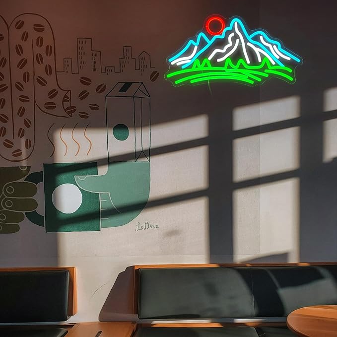 Mountain Neon Sign for Wall Decor Dimmable Landscape Neon Light with USB Powered Sunrise and Sunset Led Light Up Sign for Bedroom Living Room Hotel Decor(16.7 * 8.7In)-Ruum Studio Home
