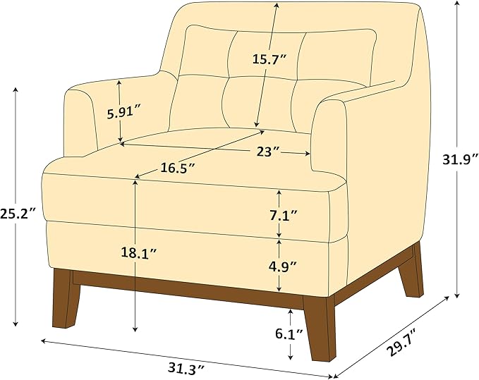 Modern Accent Chair with Terry Fabric, Upholstered Armchair with Spring Package Cushion & Solid Wood Frame, Comfy Lounge Chair for Living Room, Bedroom, or Reading Corner, Terry, White-Ruum Studio Home