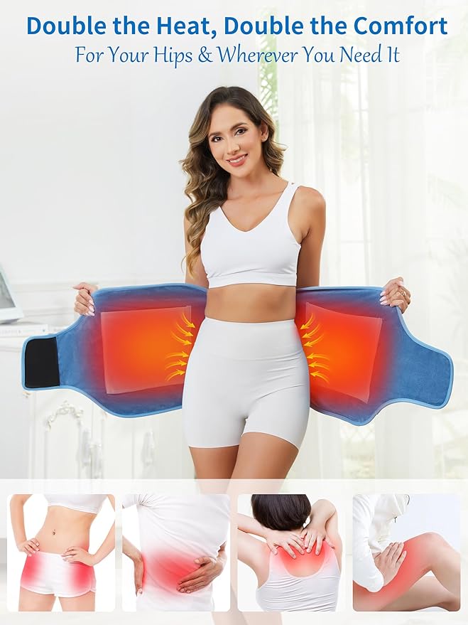 Dual Hip Heating Pad for Hip Support Brace,12V Heated Hip Wrap with 15000mAh Battery and Hot Cold Modes for Double HIPS,Back&Abdomen,Thighs,Shoulders,Portable Electric Heat Pad Belt for Women Men-Ruum Studio Home