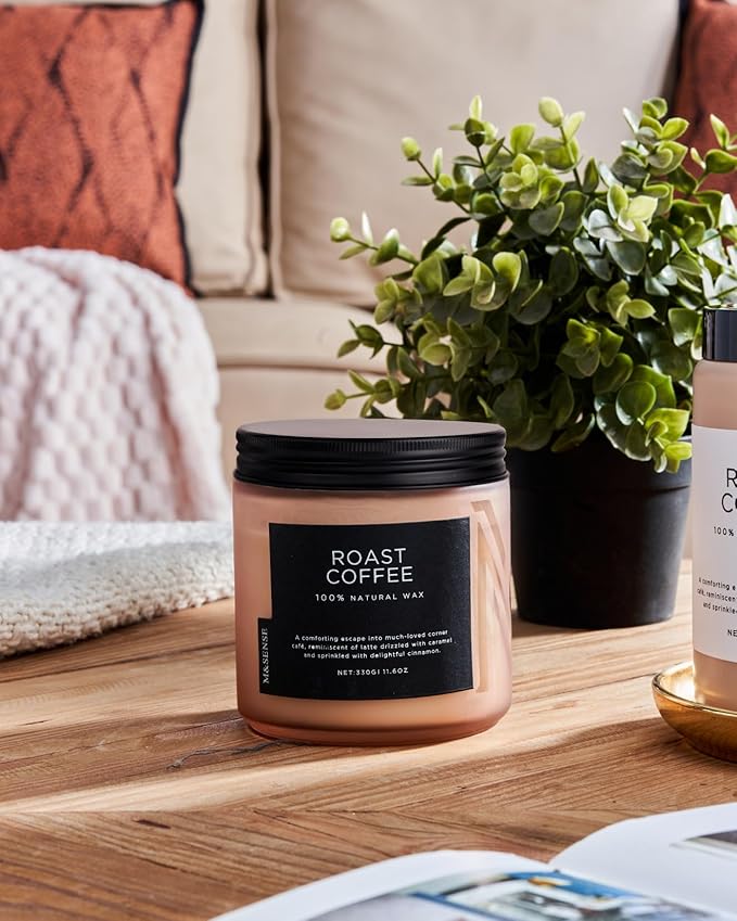 M&SENSE Coffee Candles Scented Strong, 2 Wick 11.6oz 70 Hours Burning Time Organic Natural Soy Wax Candle for Bedroom Kitchen Home Decor, Housewarming Gift for Men and Women-Ruum Studio Home