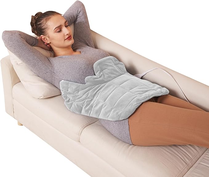Ruqiji Neck&Shoulder&Back Heating Pad, Pain Relief for Back/Neck/Shoulders/Menstrual Pain, Christmas Gifts for Women Men Mom Dad (01-Light Gray, 19" x 24")-Ruum Studio Home