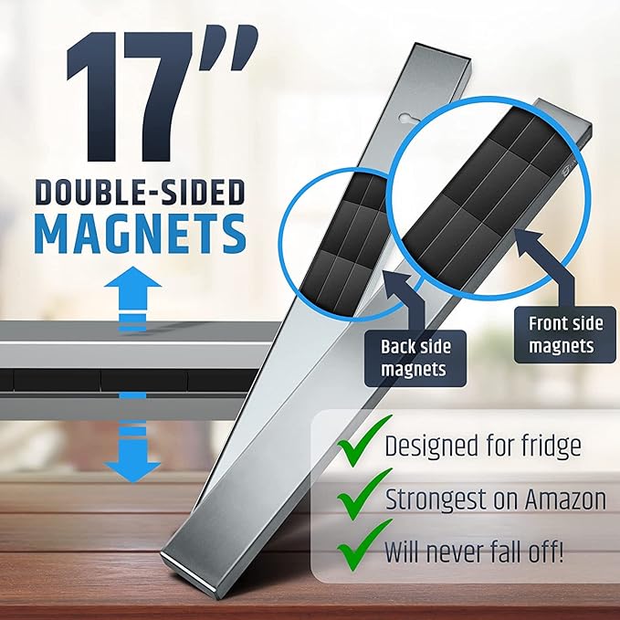 Premium Magnetic Knife Holder for Refrigerator that Doesn't Slide – 17 Inch Professional Double Sided Knife Strip for Fridge - Knife Rack/Knife Bar With Powerful Magnetic Pull Force (Upgraded Version)-Ruum Studio Home