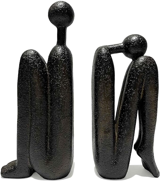 Thinker Decorative Bookends, Book Stopper Holder Nonskid, Book Ends for Shelves Living Room Office Home Decor, 1Pair/2Piece 9''-Ruum Studio Home