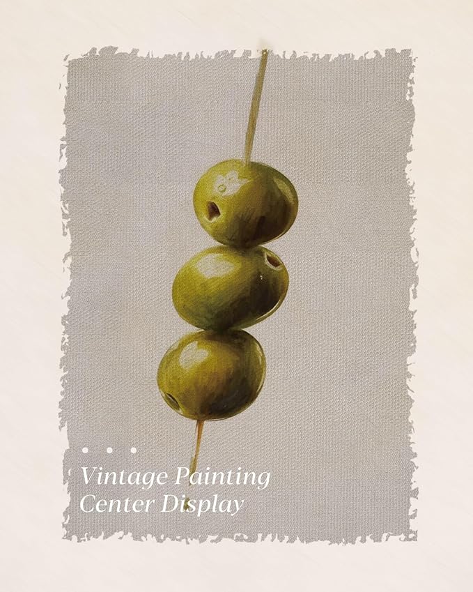 HUARCEY Gold Framed Wall Art for Living Room, Olive Skewers Painting Prints, Vintage Wall Decor for Kitchen, Minimalism Bedroom Wall Art for Home Office A string of olives 10L x 8W-Ruum Studio Home