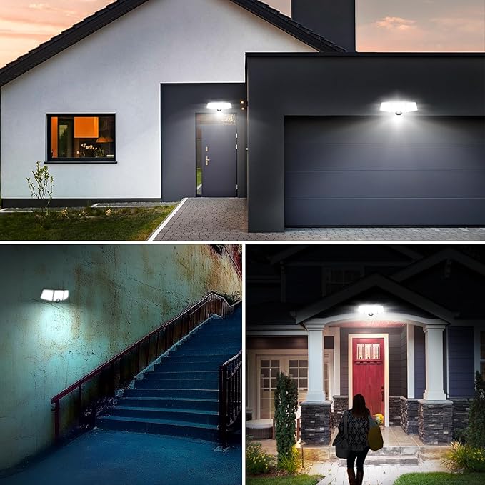 Lepro Solar Lights for Outside, WL5000 Motion Activated Security Lights, Separate Solar Panel, 3 Adjustable Head 270° Wide Lighting Angle, IP65 Waterproof Wall Lamp for Porch Yard Garage-Ruum Studio Home