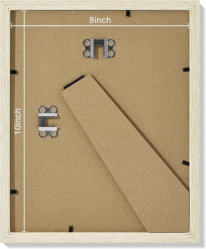 Vittanly 8x10 Picture Frames Set of 9, Shatter Resistant Plexiglass, Display 5x7 Pictures with Mat or 8x10 without Mat, Photo Frames for Wall or Tabletop, Engineered Wood, Cornsilk-Ruum Studio Home