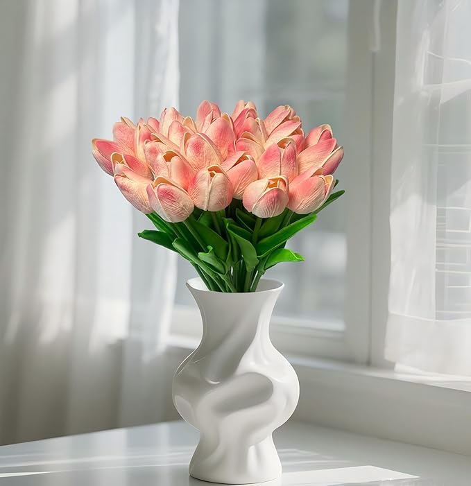 15pcs Real Touch Tulips PU Artificial Flowers Fake Tulips Flowers for Arrangement Wedding Party Easter Spring Home Dining Room Office Decoration-Ruum Studio Home