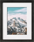 IBUYKE 8x10 Picture Frame,Solid Oak Wood 8x10 Photo Frame with Mat to 5x7,10x8 Picture Frames With Tempered Glass,Tabletop or Wall Mount Display,Home Decor,Black Oak 8 x 10 Frame,UWPF0810B-Ruum Studio Home