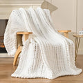 Esterra 100% Hand Knitted Chenille Throw Blanket, 50"x60", White, Polyester, Chunky Knit, Throw Blanket, 50x60 Inches-Ruum Studio Home