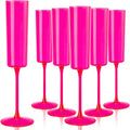 Ciaell 24 Pack Plastic Champagne Flutes - Hot Pink 6 Oz Disposable Champagne Glasses - Square Plastic Toasting Glasses for Party Birthday Anniversary Wedding-Ruum Studio Home