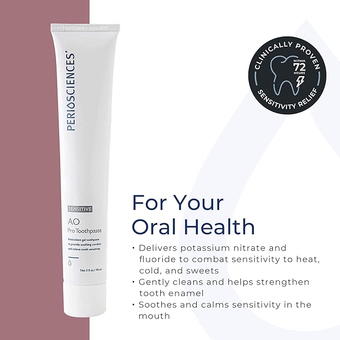 PerioSciences Sensitive AO Pro Toothpaste with Nano Hydroxyapatite 3 fl oz / 90ml - Pack of 2-Ruum Studio Home