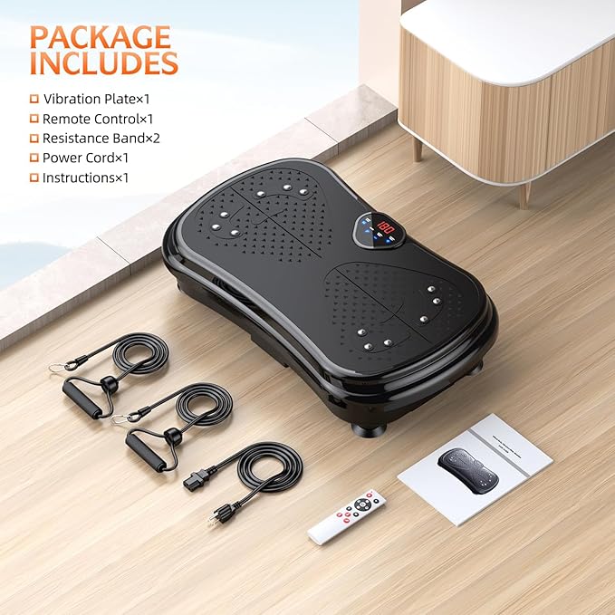 Vibration Plate Exercise Machine Weight Loss, Full Body Vibration Plate for Lymphatic Drainage, 180 Adjustable Speeds Vibrating Plate 400 Lbs Capacity Fitness Platform for Women Men-Ruum Studio Home