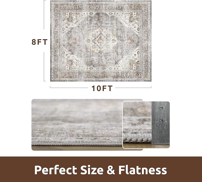 AMOAMI-Area Rug 8X10 Rugs for Living Room-Vintage Soft Grey Rugs for Bedroom-Non Slip Carpet-Washable Rug for Dining Room Living Room Bedroom Office Under Table-Ruum Studio Home
