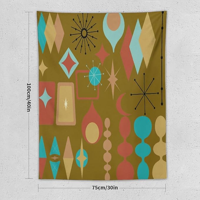 ICMOLYYENLO Boho Medieval Cat Tapestry, Abstract Atomic Starburst Geometric Aesthetic Art Wall Hanging For Bedroom Living Room Dormitory 30x40 Inches-Ruum Studio Home