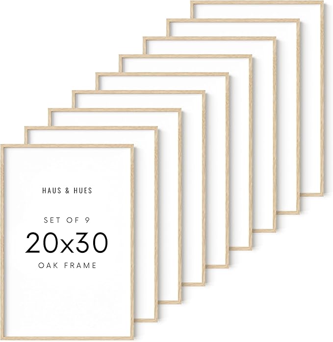 HAUS AND HUES 20 x 30 Frame Set of 9-20 By 30 Picture Frame, 20x30 Poster Frame Wood, Big 20 Inch x 30 Inch Frame, Natural 30x20 Picture Frame, 20 x 30 Picture Frame (20x30 Beige Frame)-Ruum Studio Home