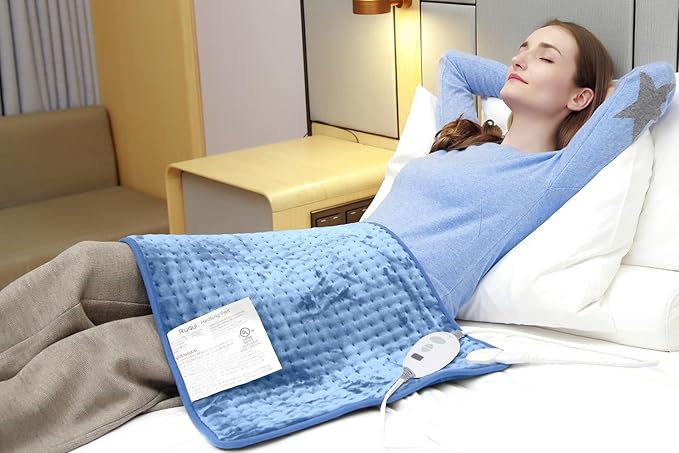 Ruqiji 17''x33'' XXXL King Size Flannel Electric Heating Patches with 120 Minutes Auto Shut Off&6 Temperature Settings, Pain Relief for Back/Neck/Shoulders/Menstrual Pain/Leg Cramp(Light Blue)-Ruum Studio Home