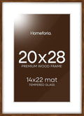 Homeforia 20x28 Picture Frame Brown, High End Dark Oak 20x28 Walnut Wooden Poster Frames with Mat 14x22, 20 x 28 Wood Frame Matted to 14 by 22, 28x20 Hanging Frames, Tempered Glass, Wall Kit, Set of 1-Ruum Studio Home