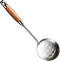 Slotted Spoon,304 Stainless Steel Skimmer Spoon with Heat Resistant Wooden Handle,Silver/15.8Inch-Ruum Studio Home