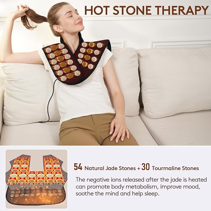 UTK Far Infrared Heating Pads for Neck and Shoulders and Back, Hot to 159℉, Gift for Women, FSA-HSA Eligible Neck and Shoulder Heating Pad with 84 Natural Jade, 24 Timers & Auto Shut Off (23 * 18'')-Ruum Studio Home