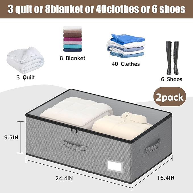 Under Bed Storage with Wheels, No Assemble Required 10 inches height Under Bed Storage bins,Large capacity Rolling Under bed Shoe Storage containers，dorm under bed storage drawers-Ruum Studio Home