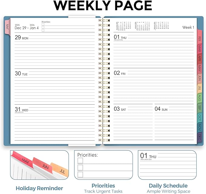 Planner 2026, 8.5" x 11" Monthly & Weekly Planner with Tabs, JAN - DEC 2026, Goal Setting & Time Management Organizer for Professionals & Students-Ruum Studio Home